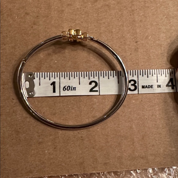 Tory Burch Two Toned Eleanor Hinged Cuff Bracelet - Picture 4 of 5